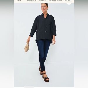 POMANDER PLACE: Black Adair Boyfriend Shirt